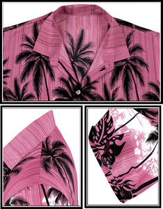 La Leela Men's Support Pink Breast Cancer Shirt Hawaiian Short Sleeve Tropical Aloha Patio Shirt Pink_W385