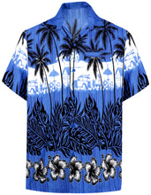 Load image into Gallery viewer, la-leela-shirt-casual-button-down-short-sleeve-beach-shirt-men-aloha-pocket-Blue_W386