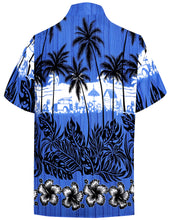 Load image into Gallery viewer, la-leela-shirt-casual-button-down-short-sleeve-beach-shirt-men-aloha-pocket-Blue_W386