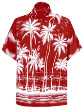 Load image into Gallery viewer, la-leela-mens-casual-friday-beach-hawaiian-shirt-for-aloha-tropical-beach-front-pocket-short-sleeve-red