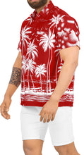 Load image into Gallery viewer, LA LEELA Men Casual Friday Beach hawaiian Shirt for Aloha Tropical Beach front Short sleeve Red