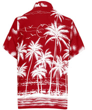 Load image into Gallery viewer, la-leela-mens-casual-friday-beach-hawaiian-shirt-for-aloha-tropical-beach-front-pocket-short-sleeve-red