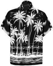 Load image into Gallery viewer, la-leela-mens-casual-beach-hawaiian-shirt-for-aloha-tropical-beach-front-pocket-short-sleeve-pocket-black