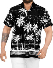 Load image into Gallery viewer, LA LEELA Men Casual Beach hawaiian Shirt for Aloha Tropical Beach front Short sleeve Black P00001