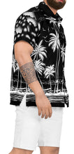 Load image into Gallery viewer, LA LEELA Men Casual Beach hawaiian Shirt for Aloha Tropical Beach front Short sleeve Black P00001