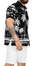 Load image into Gallery viewer, LA LEELA Men Casual Beach hawaiian Shirt for Aloha Tropical Beach front Short sleeve Black