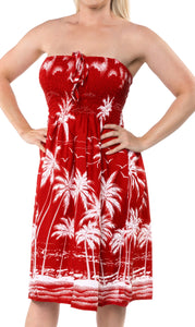 la-leela-womens-one-size-beach-dress-tube-dress-Red-one-size-Palm-Tree-Printed