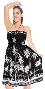la-leela-womens-one-size-beach-dress-tube-dress-Black-one-size-Palm-Tree-Printed