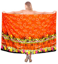 Load image into Gallery viewer, LA LEELA Women&#39;s Trendy Hawaiian Print Long Pareo Sarong Bikini Wrap Beachwear Cover up