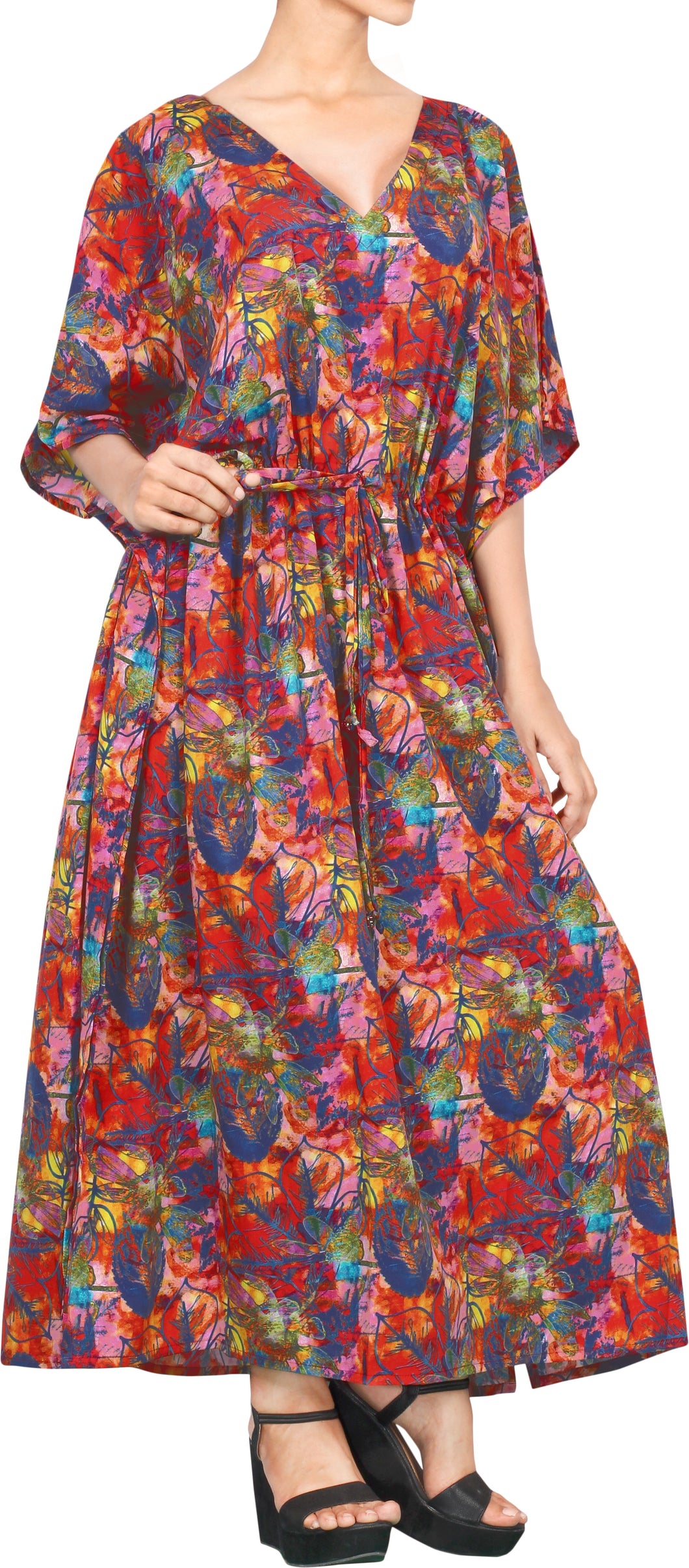 la-leela-1-womens-kaftan-kimono-nightgown-beachwear-bathing-suit-dress-cover-up   Multicolor_m626 136122