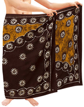 Load image into Gallery viewer, la-leela-mens-hawaiian-beach-wrap-sheer-sarong-swimming-bathing-suit-towel-beachwear-swim-pareo-cover-up-long-72x42--brown-136151