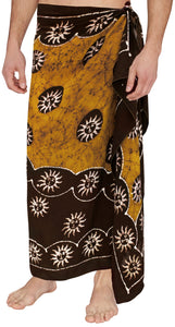 La Leela Men's Hawaiian Beach Wrap Sheer Sarong Swimming Bathing Suit Towel Beachwear Swim Pareo Cover up Long 72"X42"  Brown 136151