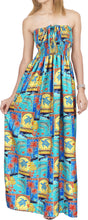 Load image into Gallery viewer, LA LEELA Long Maxi Hawaiian Halter Neck Tube Dress For Women With Sea Creatures And Floral Print All Over Everyday Casual Wear