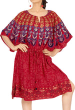 Load image into Gallery viewer, Rayon Women&#39;s Dress Beachwear Bikini Cover up Swimwear Swimsuit Blouse Red