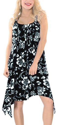 la-leela-bikni-swimwear-soft-fabric-printed-beachwear-loose-cover-up-OSFM 14-16W [L- 1X]-Halloween Black_K503