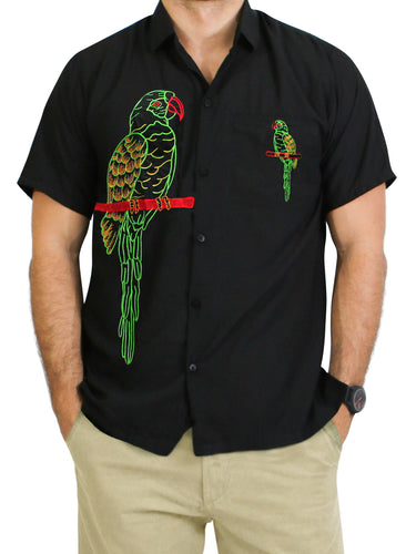 la-leela-mens-beach-hawaiian-casual-aloha-button-down-short-sleeve-shirt-Halloween Black_W857