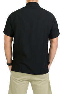 la-leela-mens-beach-hawaiian-casual-aloha-button-down-short-sleeve-shirt-Halloween Black_W857