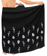 Load image into Gallery viewer, LA LEELA Rayon Solid Hawaii Casual Beach Swimwear Wrap Mens  72"X42" Black 6706 136346