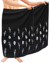 Load image into Gallery viewer, LA LEELA Rayon Solid Hawaii Casual Beach Swimwear Wrap Mens  78"X42" Black 6706 136346