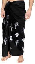 Load image into Gallery viewer, LA LEELA Rayon Solid Hawaii Casual Beach Swimwear Wrap Mens  78"X42" Black 6706 136346