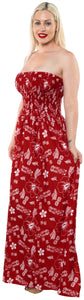 LA LEELA Long Maxi Tube Dress With Flower And Leaf Print All Over For Women Beachy Vibes Beach Cruise Vacation Outfit Female
