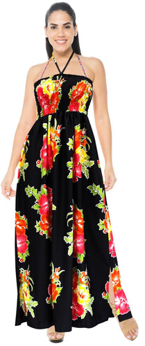 la-leela-evening-beach-swimwear-soft-Floral-Printed-vintage-vacation-tube-dress-women-Red