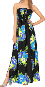 LA LEELA Long Maxi Flower Print Tube Maxi Dress For Women Beach Cocktail Pool Party Casual Chic Boho Female Sundress