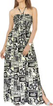 Load image into Gallery viewer, LA LEELA Long Maxi Halter Neck Tube Dress For Women With Turtle And Leaf Print All Over Casual And Chic Homewear Summerdress