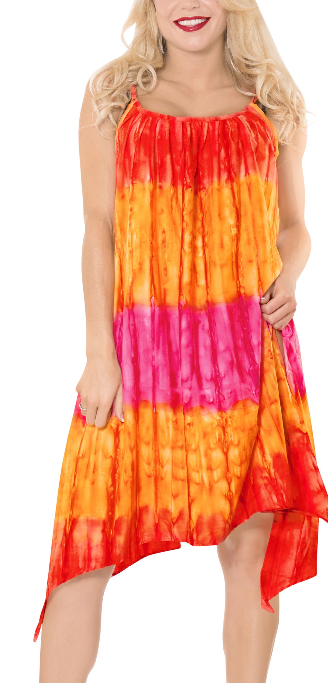 la-leela-cotton-tie_dye-short-caftan-vacation-dress-Pumpkin Orange_H265