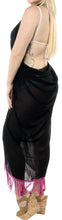 Load image into Gallery viewer, La Leela Women&#39;s Hawaiian Bikini Beach Wrap Sheer Sarong Swimming Bathing suit Beachwear Swim Dress Pareo Cover up Long 78&quot;X42&quot;  Black 136421