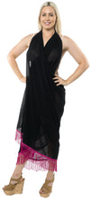 Load image into Gallery viewer, La Leela Women&#39;s Hawaiian Bikini Beach Wrap Sheer Sarong Swimming Bathing suit Beachwear Swim Dress Pareo Cover up Long 78&quot;X42&quot;  Black 136421