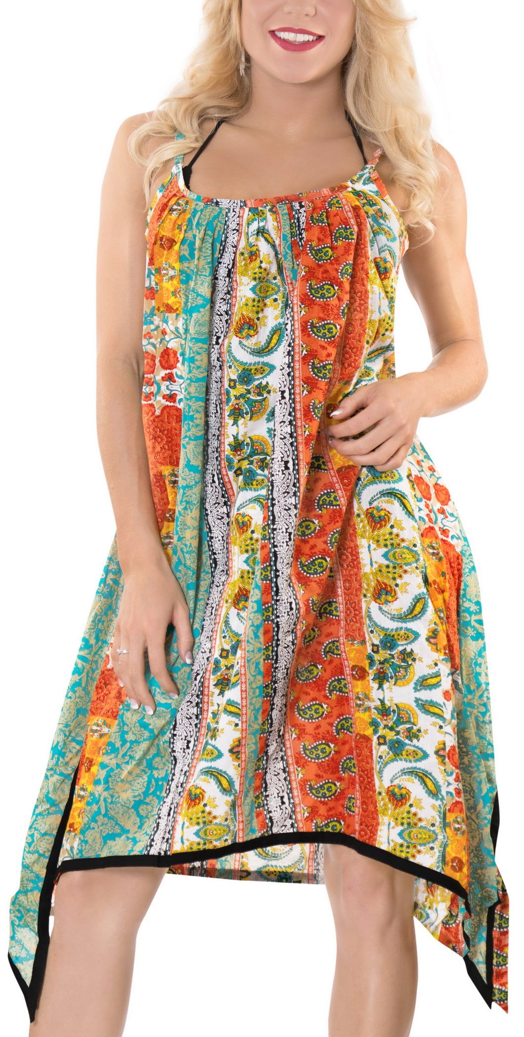 la-leela-bikni-swimwear-soft-fabric-printed-beachwear-loose-cover-up-OSFM 14-16W [L- 1X]-Pumpkin Orange_H244