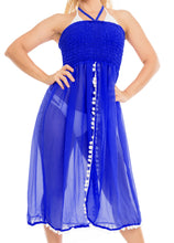 Load image into Gallery viewer, la-leela-chiffon-solid-strapless-cover-up-tube-dress-royal-blue-700-one-size-blue_h235