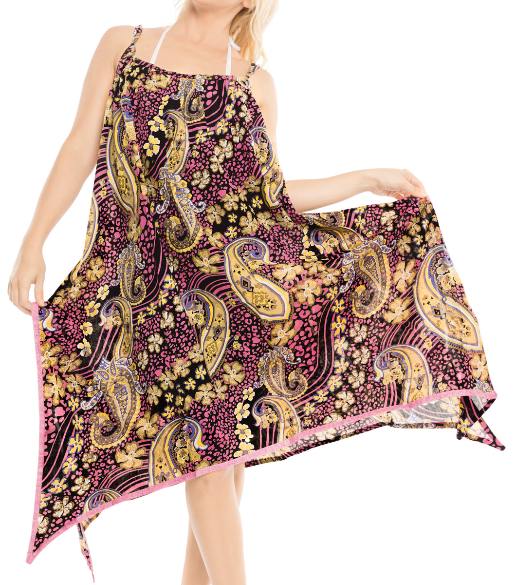 la-leela-bikni-swimwear-soft-fabric-printed-beachwear-loose-cover-up-OSFM 14-16W [L- 1X]-Yellow_F251