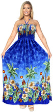 Load image into Gallery viewer, la-leela-evening-beach-swimwear-soft-printed-maxi-tube-dress-halter-swimwear-royal-blue-345-one-size