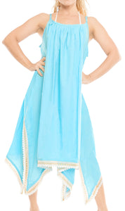 Women's Dress Sundress Beachwear Plus Size Evening Casual TOP Cover ups  Blue
