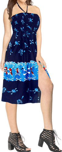 LA LEELA Women's One Size Beach Dress Tube Dress navy Blue One Size Halloween