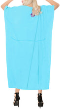 Cargar imagen en el visor de la galería, Women&#39;s Long Beach Designer Rayon Swimwear Swimsuit Cover up Caftan Turquoise Blue Violet Embroidery TOP 136730