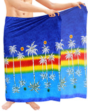 Load image into Gallery viewer, Mens Sarong Pareo Wrap Cover up Beachwear Swimsuit Bathing Suit Hawaiian Royal Blue 136770