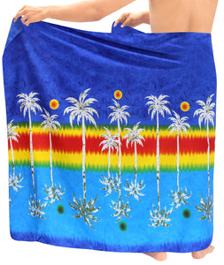 Mens Sarong Pareo Wrap Cover up Beachwear Swimsuit Bathing Suit Hawaiian Royal Blue 136770