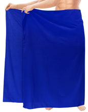 Load image into Gallery viewer, la-leela-mens-hawaiian-beach-wrap-sheer-sarong-swimming-bathing-suit-towel-beachwear-swim-pareo-cover-up-long-72x42--blue-136804