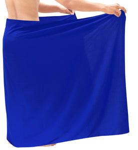 La Leela Men's Hawaiian Beach Wrap Sheer Sarong Swimming Bathing Suit Towel Beachwear Swim Pareo Cover up Long 72"X42"  Blue 136804