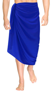 La Leela Men's Hawaiian Beach Wrap Sheer Sarong Swimming Bathing Suit Towel Beachwear Swim Pareo Cover up Long 72"X42"  Blue 136804