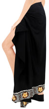 Load image into Gallery viewer, La Leela Women&#39;s Hawaiian Bikini Beach Wrap Sheer Sarong Swimming Bathing suit Beachwear Swim Dress Pareo Cover up Long 78&quot;X42&quot;  Black 136811