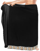 Load image into Gallery viewer, la-leela-mens-hawaiian-beach-wrap-sheer-sarong-swimming-bathing-suit-towel-beachwear-swim-pareo-cover-up-long-72x42--black-136818