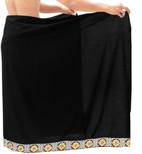 Load image into Gallery viewer, La Leela Men&#39;s Hawaiian Beach Wrap Sheer Sarong Swimming Bathing Suit Towel Beachwear Swim Pareo Cover up Long 72&quot;X42&quot;  Black 136818