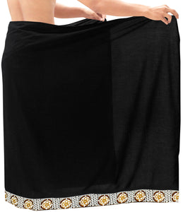 La Leela Men's Hawaiian Beach Wrap Sheer Sarong Swimming Bathing Suit Towel Beachwear Swim Pareo Cover up Long 72"X42"  Black 136818