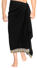 Load image into Gallery viewer, La Leela Men&#39;s Hawaiian Beach Wrap Sheer Sarong Swimming Bathing Suit Towel Beachwear Swim Pareo Cover up Long 72&quot;X42&quot;  Black 136818