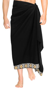 La Leela Men's Hawaiian Beach Wrap Sheer Sarong Swimming Bathing Suit Towel Beachwear Swim Pareo Cover up Long 72"X42"  Black 136818
