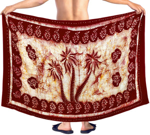 La Leela Men's Hawaiian Beach Wrap Sheer Sarong Swimming Bathing Suit Towel Beachwear Swim Pareo Cover up Long 72"X42"  Red 136854